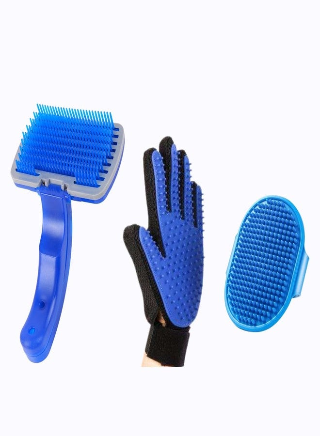 مجموعة العناية بالحيوانات الأليفة متعددة الألوان 3 في 1 - فرشاة ناعمة، وقفاز لإزالة الشعر الزائد، وفرشاة تدليك للاستحمام، عبوة من 3 قطع - Image 1